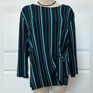 Black and Teal Striped Women's Top